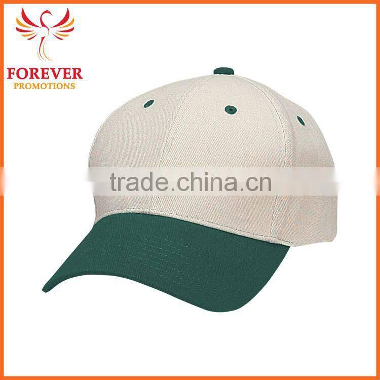 Hot Selling Baseball Cap Embroidery Logo 6 Panel Pre-carved Forest Green With White Cotton Visor Baseball Cap