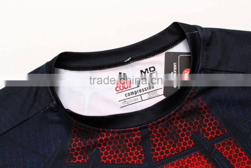 Avengers Captain America/Spiderman/Bat man Justice Superhero Clothing Apparel Men's Sports Running Tights Slim 3D Printing Shirt