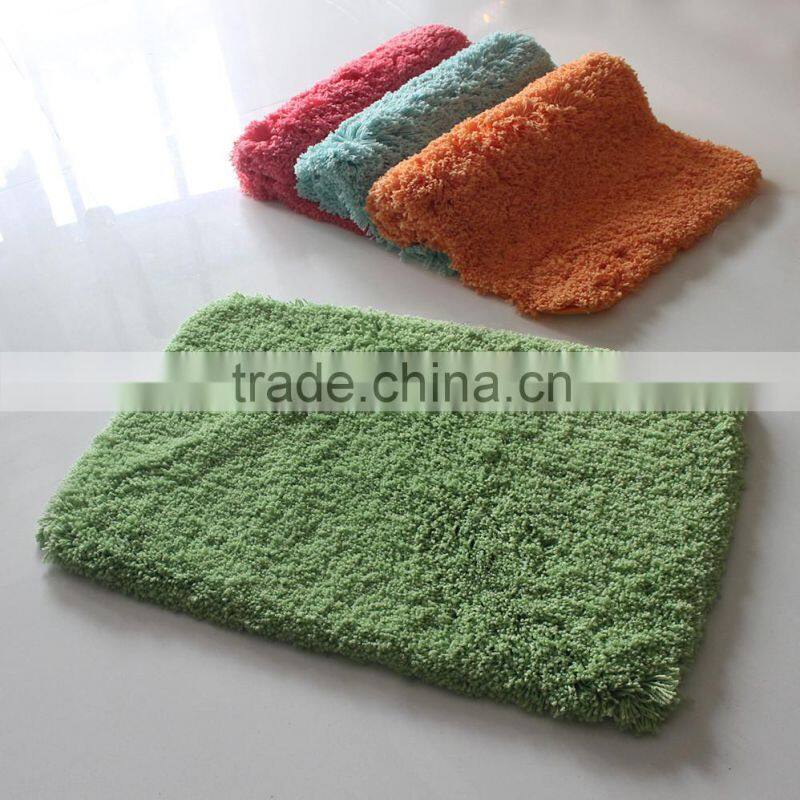 Green plain microfiber velvet 100% polyester indoor bath mat