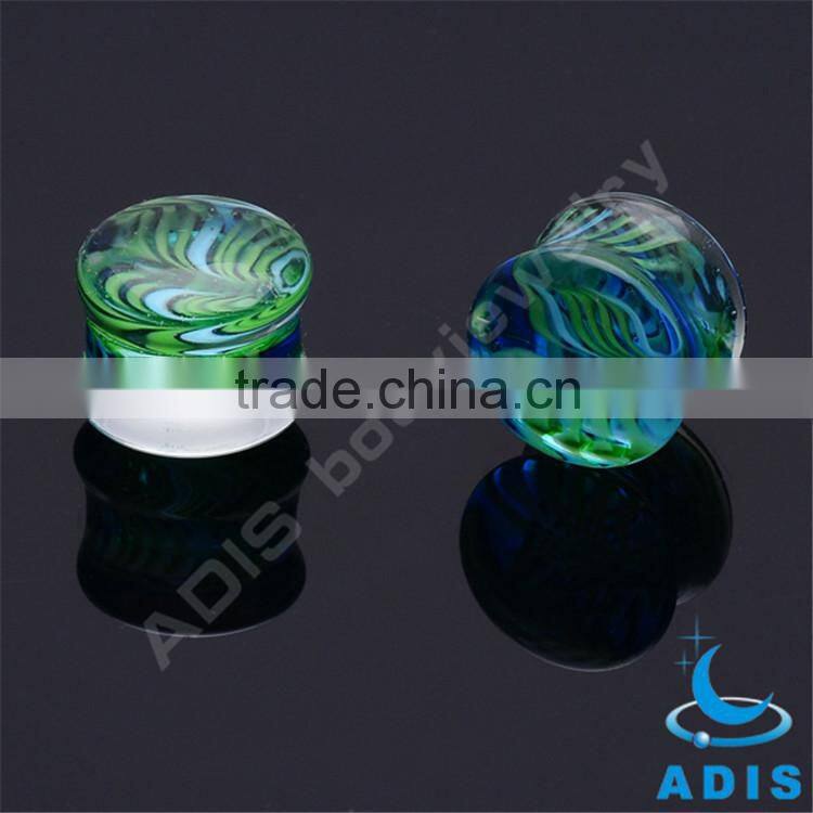 Body piercing jewellery colorful wholesale custom pyrex glass ear stretcher