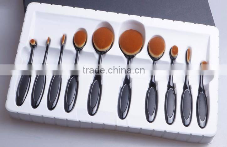 Hot Selling 10pcs Oval Makeup Brushes high quality toothbrush makeup brush set