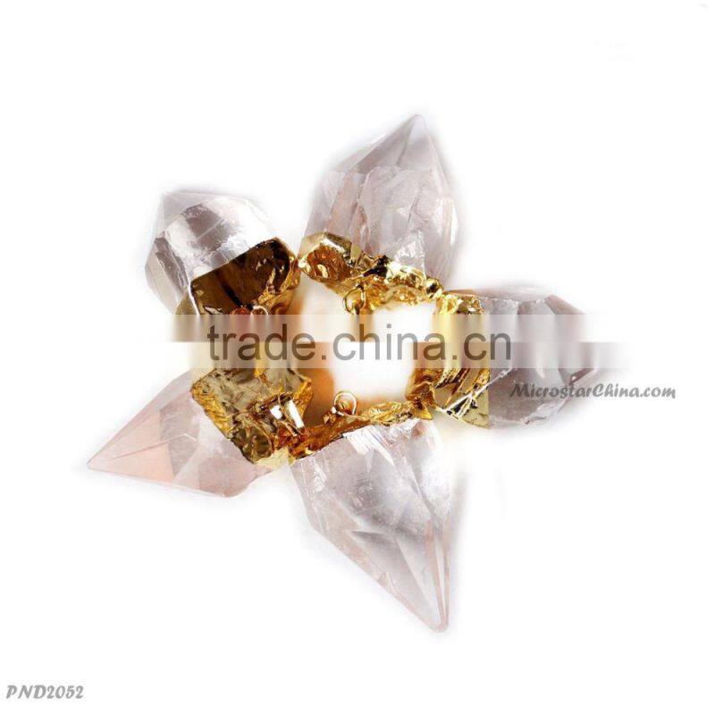 Bright Pink Irregular Nature Stone Pendant