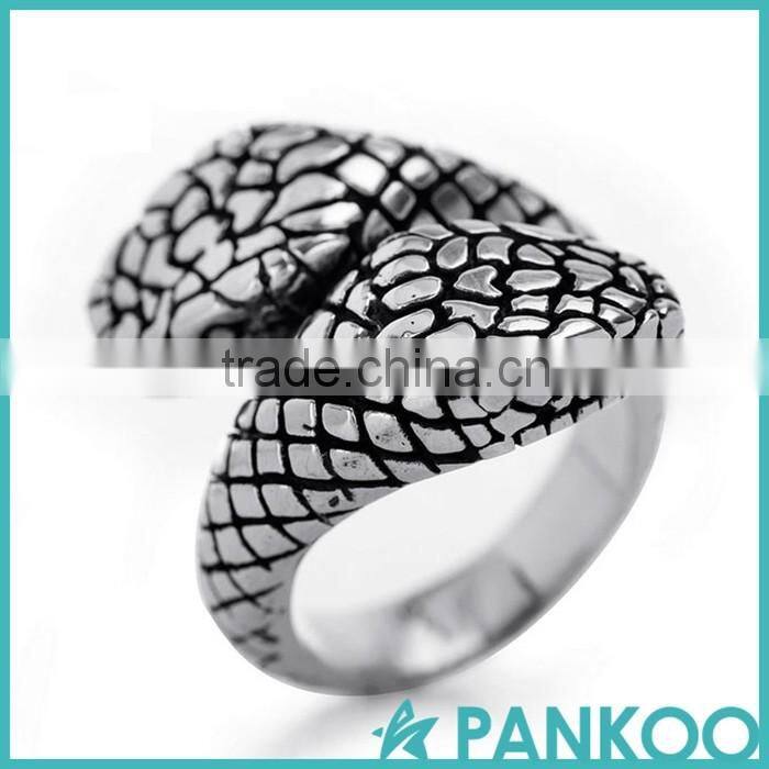pankoo wholesale 2016 animals series of retro punk tai silver and titanium unisex ring