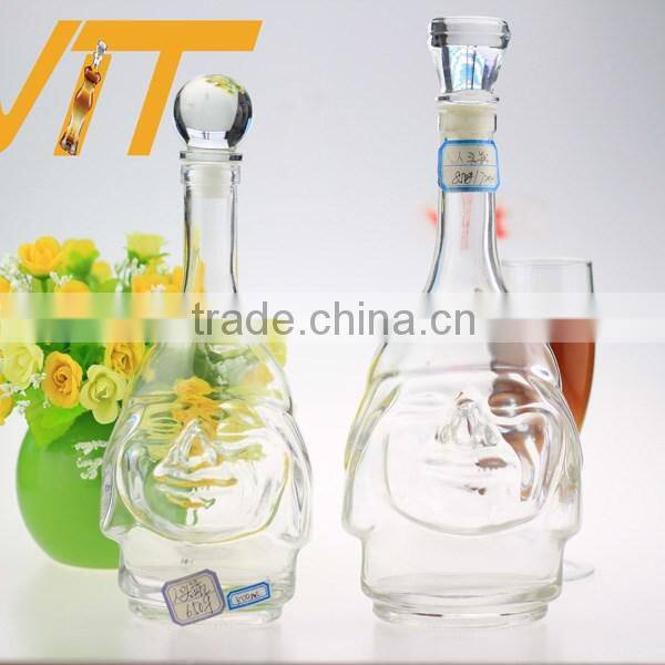 China factory cheapwoman body wine bottles Ice hockey shape bottles tiger head whiskey bottle 500ml