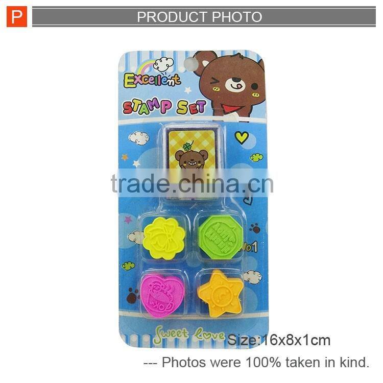 Cheap kids stationery student ink stamp toy