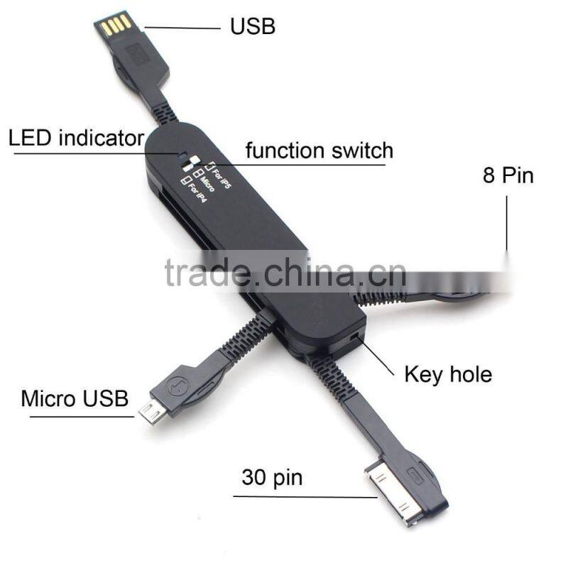 multi-function retractable data 2 in 1 Military Knife usb cable