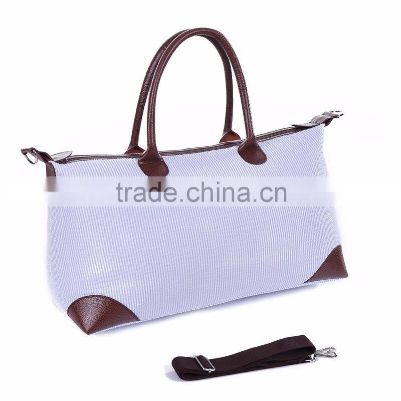 Monogrammable Prep Stripe seersucker weekend bag