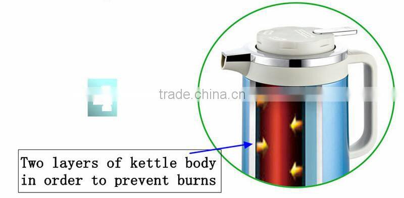 2015 New year Gift Colorful Spray Painting Anti leakage waterproof Double Wall Stainless Steel Electric Kettle