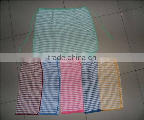 new design velour half waist yarn dye jacquard apron check apron for cooking