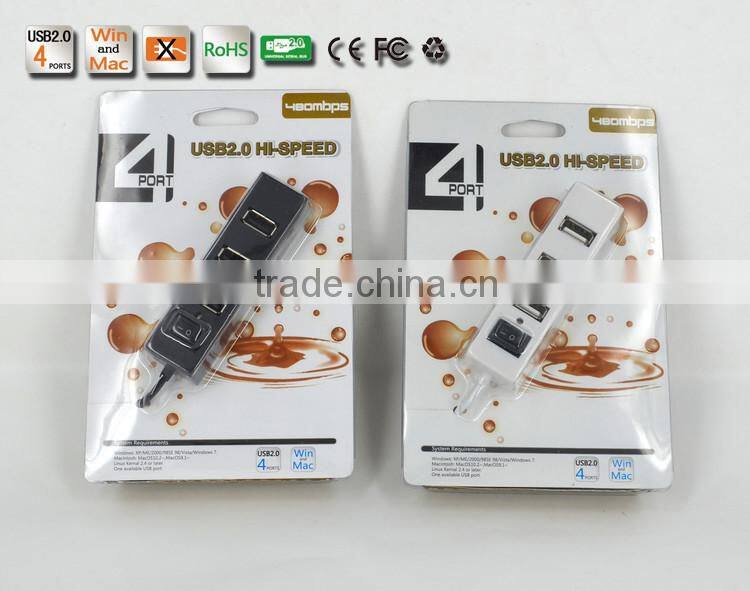 low cost Portable 4 ports usb2.0 hub/4 ports usb hub usb 2.0