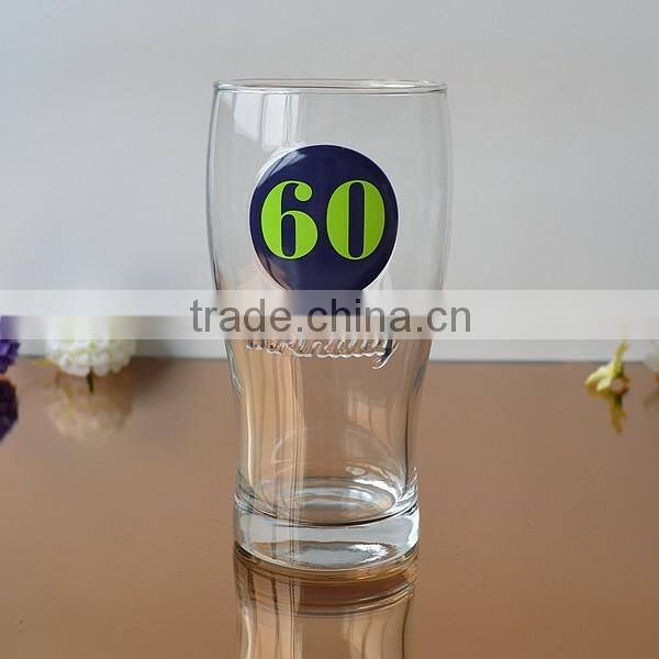 Beer glass with emboss logo and printing