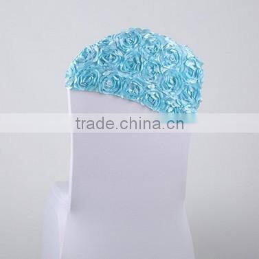 Fashionable Cheap Wholesale Spandex Satin Rosette Chair Cover Chair Cap/ Chair Hood for