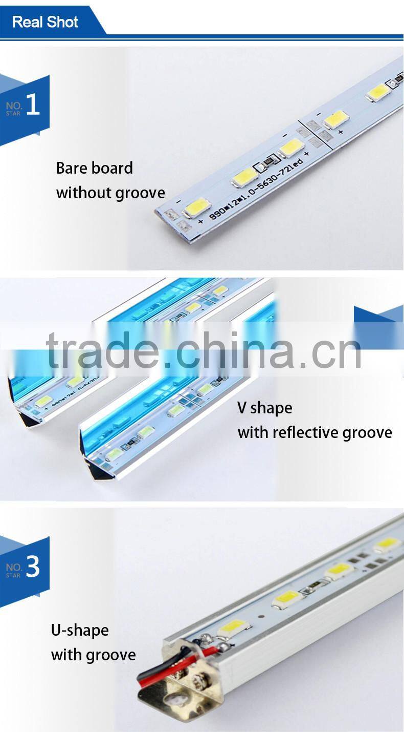 LED Bar 5730 300mm 12V Hard Rigid Strip LED Light 72/90 leds/m, Aluminium V-Shape Non-Waterproof