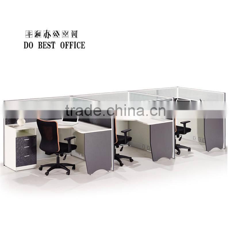 Latest design wooden table office partition for 4 person