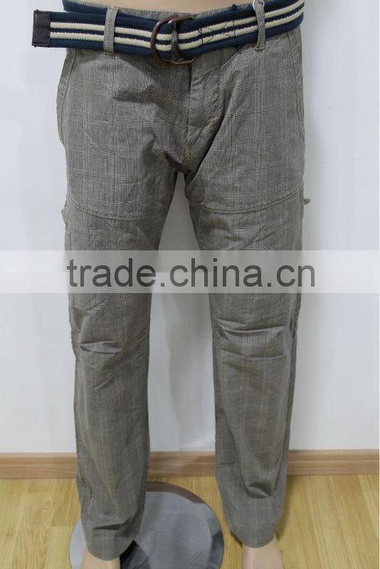 Men's Grey Fashion Casual Pants with Belt