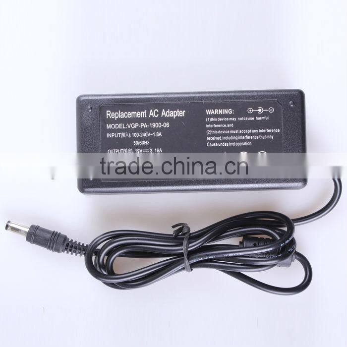 Notebook AC Charger 60W Power Charger AC DC 19V 3.16A Computer Adapter