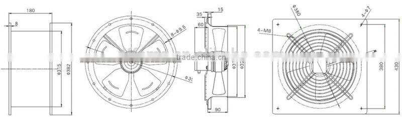High-speed industrial axial flow fan/ventilation fan/exhaust fan manufacturer