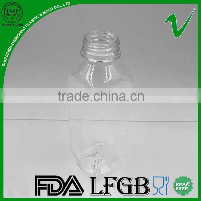 16oz square clear empty pet bottle juice with tamper proof lid