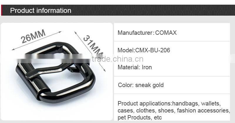 Metal shiny black belt pin buckle for strap