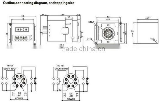 8 pins multiplex digital preset counter LD48J