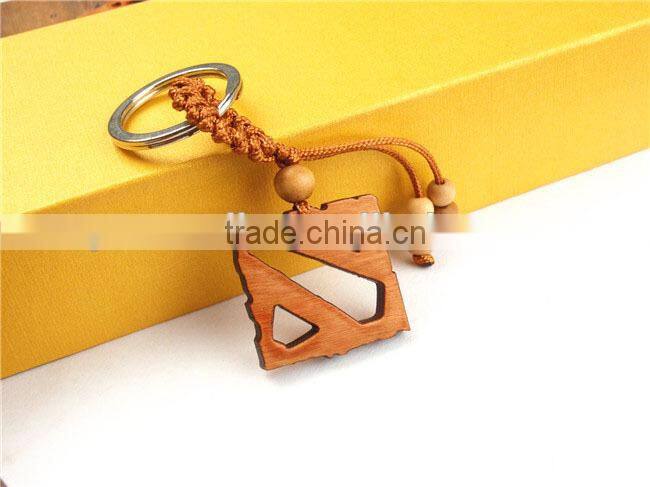 Newest dota 2 keychain custom wood keychain dota key rings wood keychain