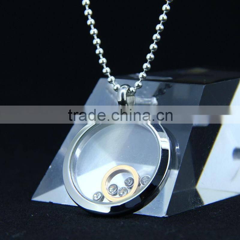 stainless steel glass pendant with charms for promotion