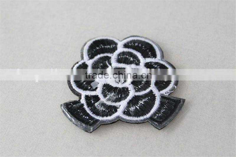 mystical embroidery textile patches gardenia black and white match pattern trim 6*7cm for dress