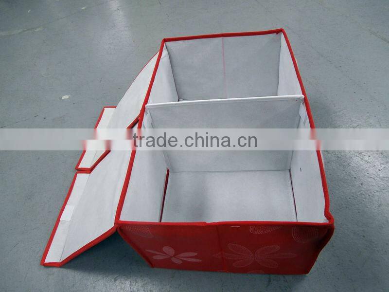 multipurpose high quality non woven foldable storage box red flower print