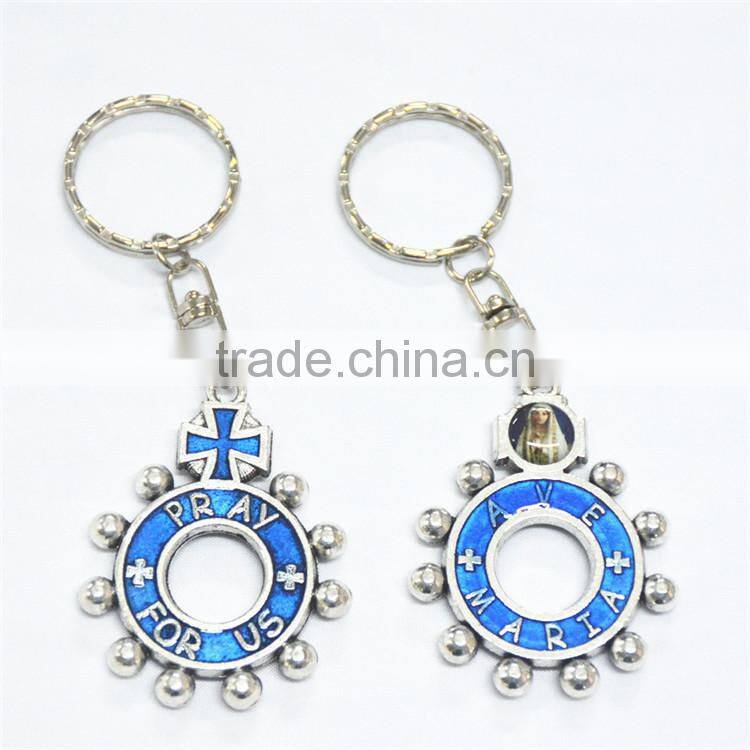 Religious zinc alloy Metal cross keychain