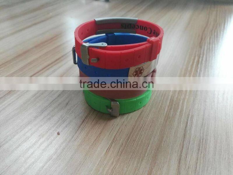 2016 Wholesale China Supplier create your own silicone safety id bracelet