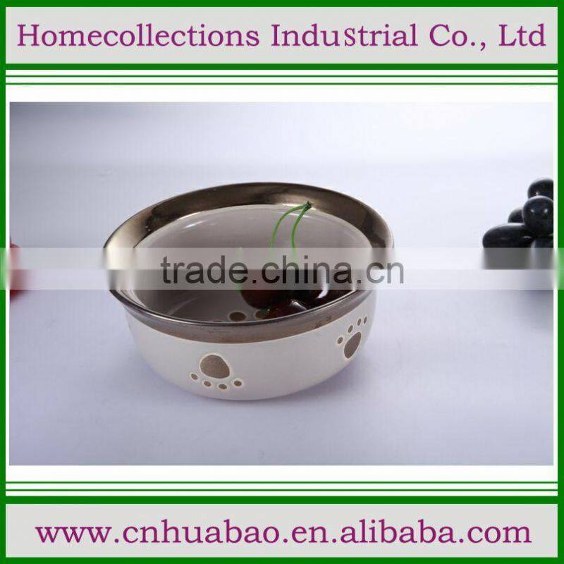 Pet bowl ceramic cat shape , cute cat feeder for kitty, novelty bowls