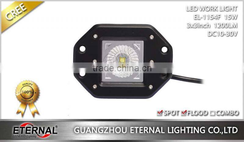 3x3in cube pod 15W flush mount pillar 4x4 Jeep off-road motorsports truck trailer vehicles high power LED work light fog lamp