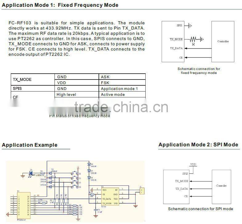 433mhz low cost rf transmitter module with SPI