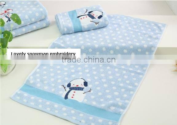 high quality cotton towel bath set with snowman pattern