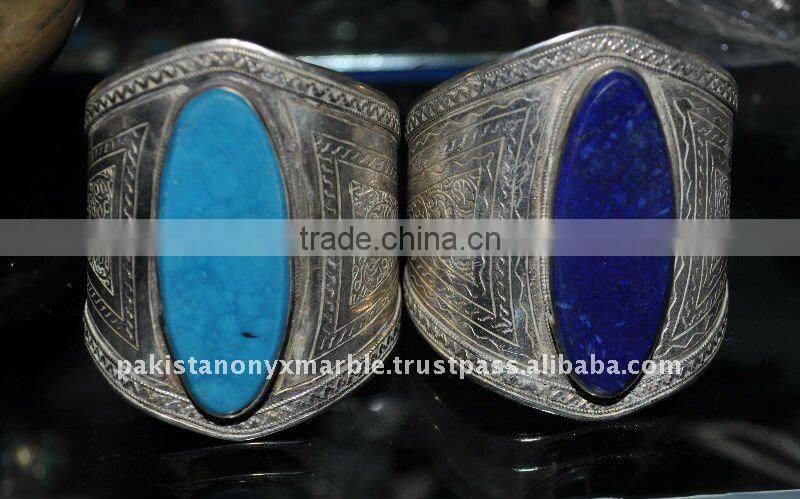 Lapis lazuli afghan silver bracelet
