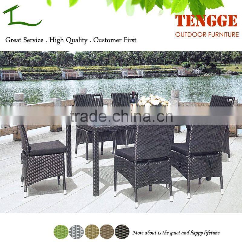 TG-8010 Outdoor 6 person dinning table and chairs synthetic rattan dining table and chair