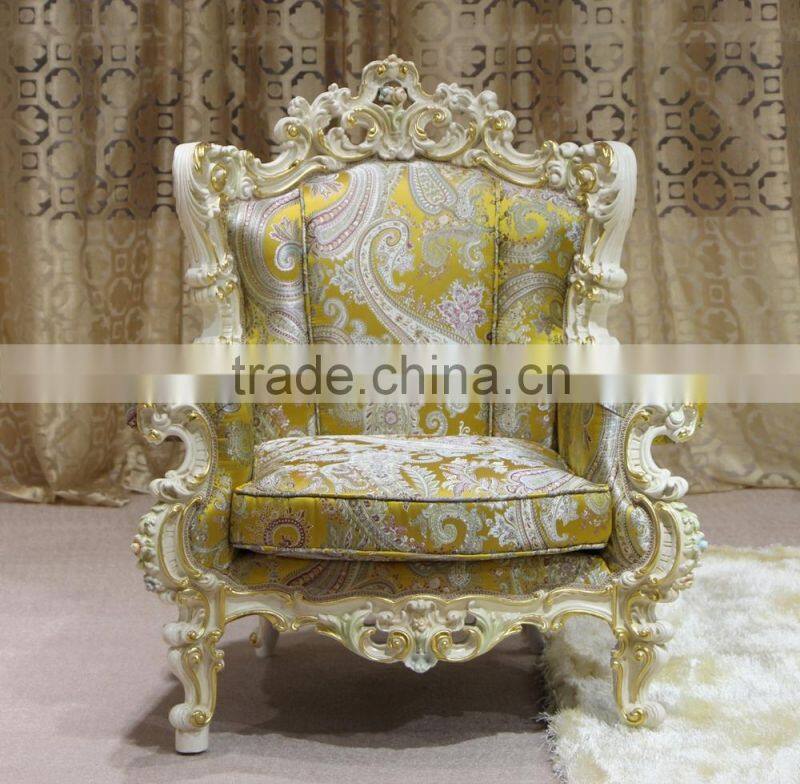 European Royal Style Bright Color Living Room Sectional Sofa Set, Floral Design Hand Painted Sofa Set