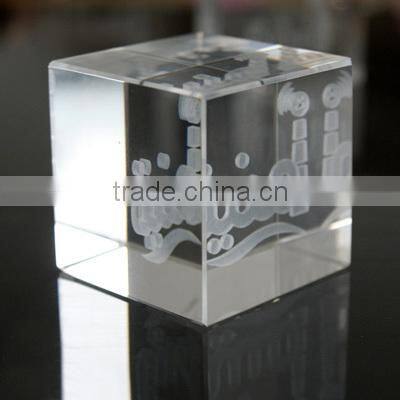 crystal 3d laser etched paperweight