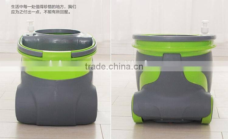 Portable Magic Mop with 2 wheels SS bucket Reusable spin Mop Heads