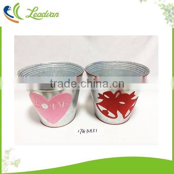Hot sale tall galvanized metal bucket vase for wife birthday gift