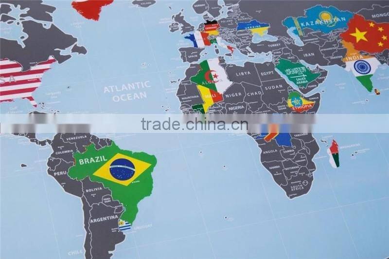 New World Map with Scratch off Flags Edition Tube Packaging Scratch travel world map