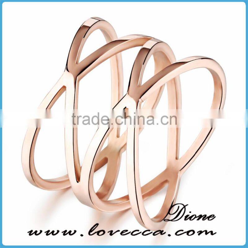 Wholesale new design knot 316l stainless steel rose gold plated finger ring