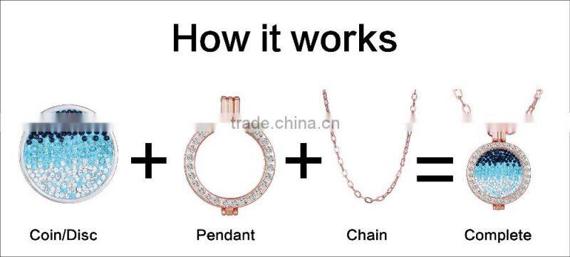 2017 Latest Fashion Gold Coins Changeable DIY Coin Necklace Pendant with 60cm Chain