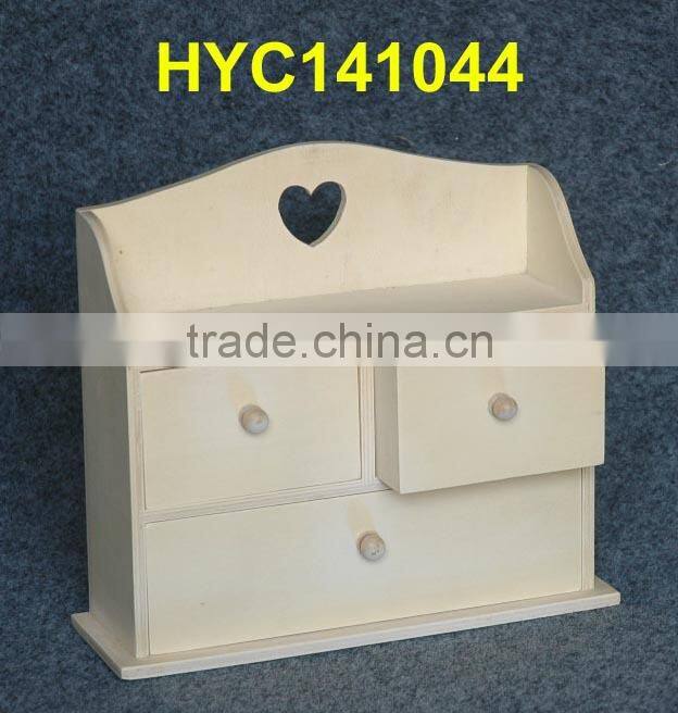 FSC high quality unfinished wood desk top organizer with 3 drawers