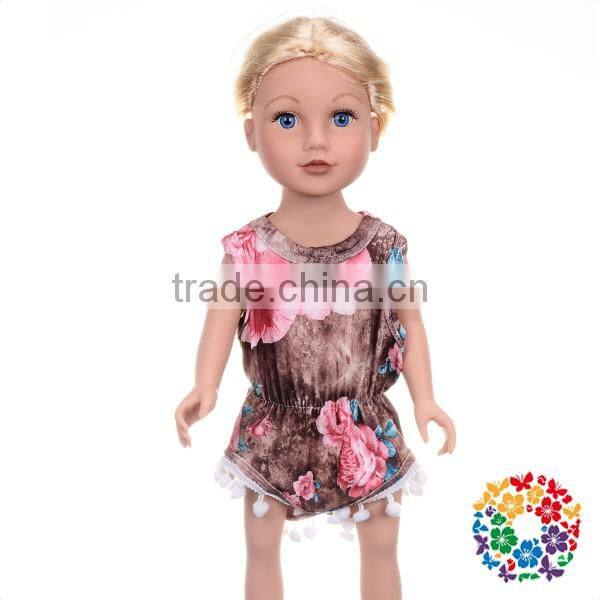 wholesale doll outfits 18" doll pom pom romper