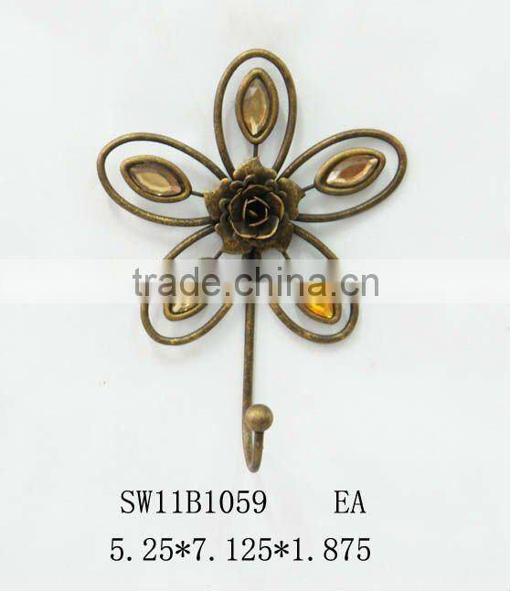 Metal flower wall hook