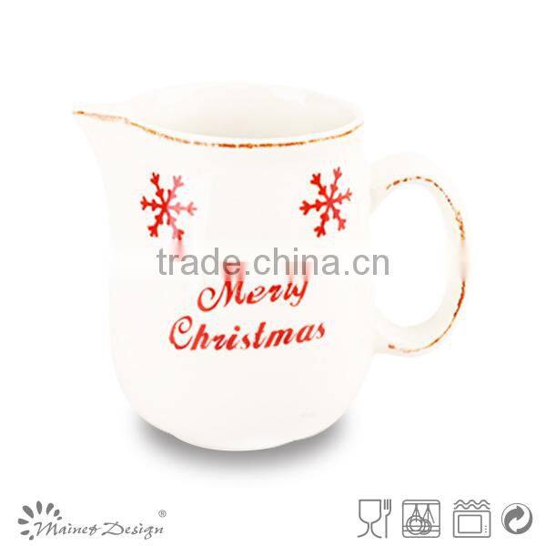 ceramic teapot, sugar pot and milk pot with santa design