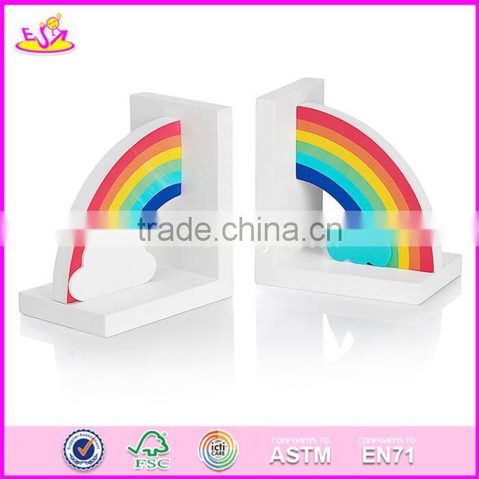 2017 brand new children rainbow wooden decorative bookends for sale W08D065