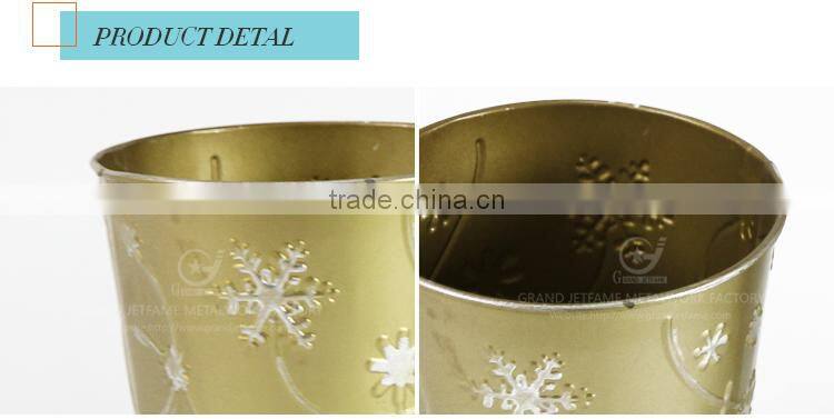 Wholesale powder coated metal homeware embossing outdoor flowers in pots wholesale metal pots face flower pot