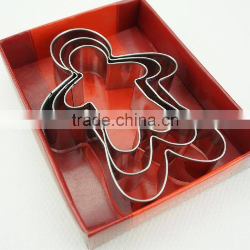 47037 3pcs ginger shape stainless steel cookie cutter set